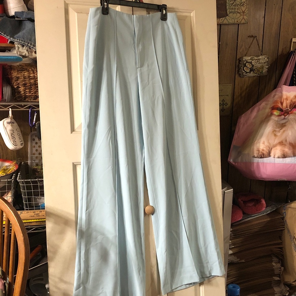 Alex & Olivia Light Blue Wide-Leg Women's Pants